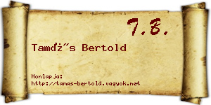Tamás Bertold névjegykártya