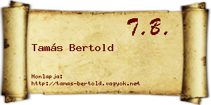 Tamás Bertold névjegykártya